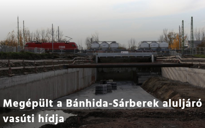 Megépült a Bánhida-Sárberek aluljáró vasúti hídja