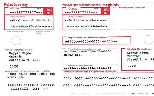 Fehér csekken fizethető villanyszámla